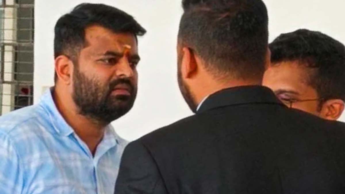 Former MP and suspended JD(S) leader Prajwal Revanna at court premises, in Bengaluru | PTI