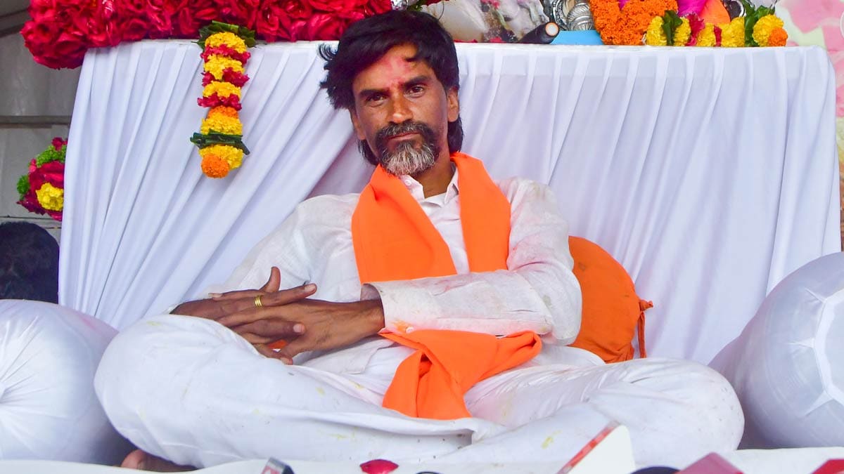 Activist Manoj Jarange Patil during his indefinite hunger strike demanding Maratha reservation at Azad Maidan in Mumbai | PTI