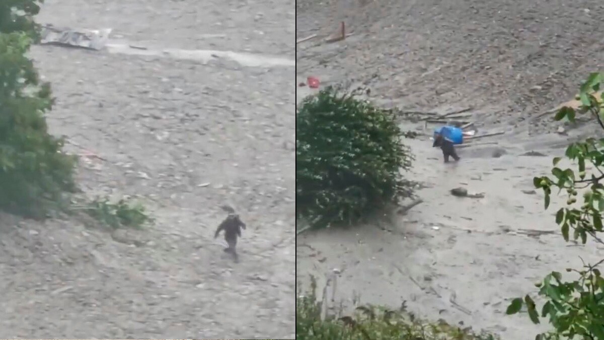 **EDS: THIRD PARTY IMAGE** In this image released by @UttarkashiPol via X on Aug. 5, 2025, Damage reported in Dharali market area due to flash floods triggered by a cloudburst at Kheer Gad area of Uttarkashi district, Uttarakhand. (@UttarkashiPol on X via PTI Photo)(PTI08_05_2025_000345B)