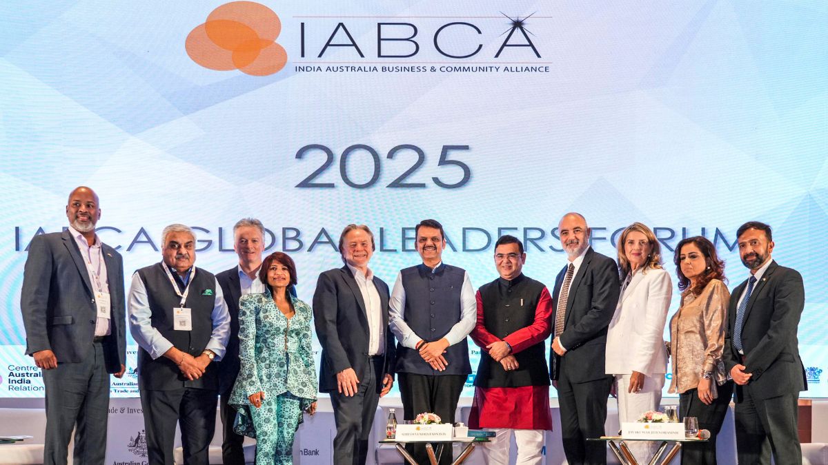Maharashtra Chief Minister Devendra Fadnavis at the 'India-Australia Business and Community Alliance (IABCA) Global Leaders Forum 2025', in Mumbai, Maharashtra. Australian High Commissioner to India Philip Green OAM, and other dignitaries were also present | PTI