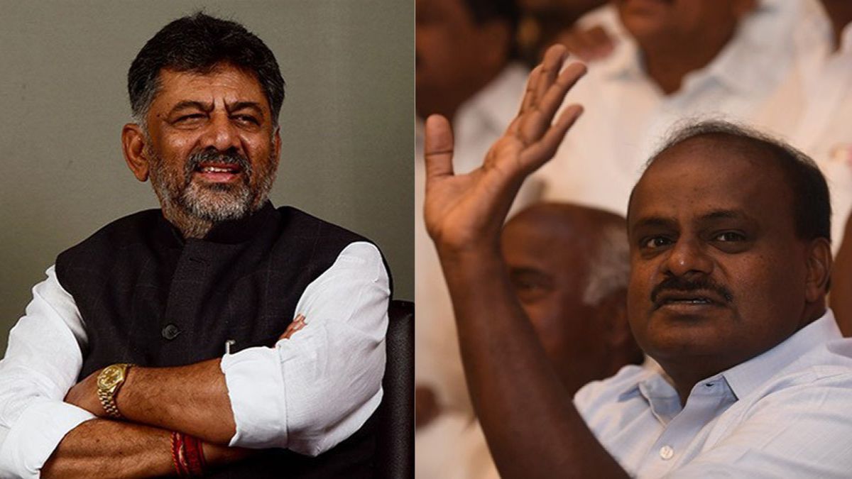 D.K. Shivakumar (left); H.D. Kumaraswamy