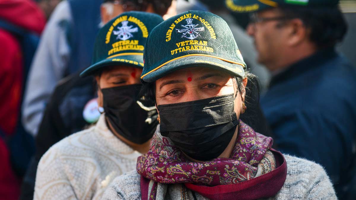 Members of Gaurav Senani Association Uttarakhand and other women take part in a protest march demanding justice in the Ankita Bhandari murder case, in Dehradun | PTI