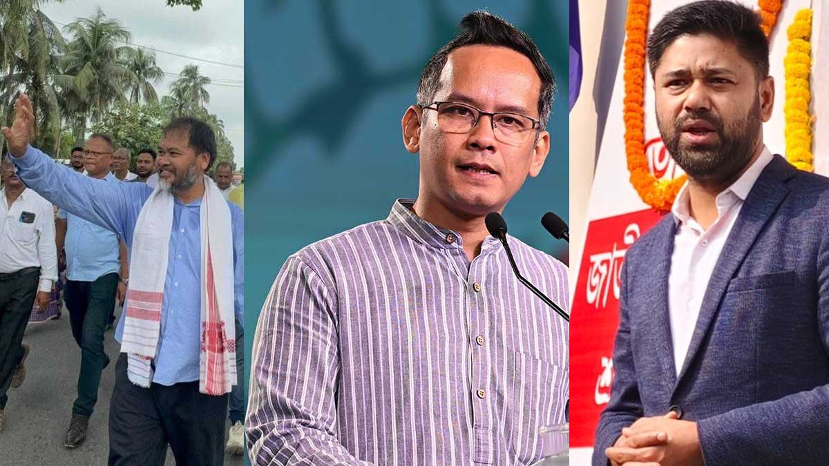 Raijor Dal leader Akhil Gogoi; Congress leader Gaurav Gogoi; Assam Jatiya Parishad  head Lurinjyoti Gogoi