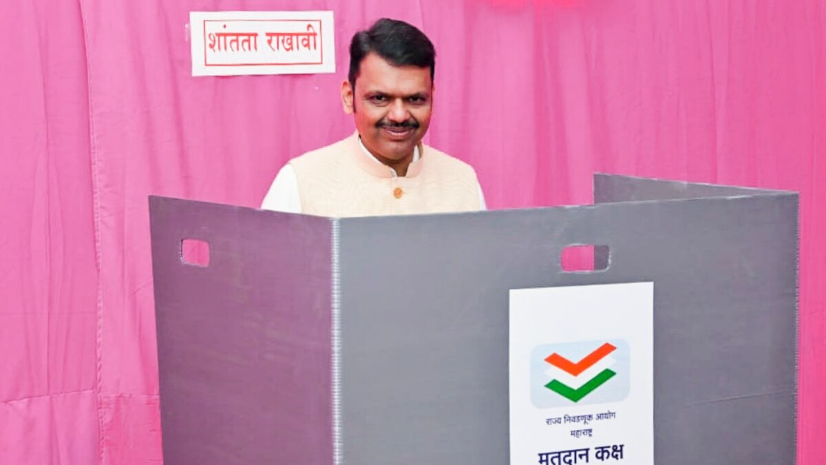 Maharashtra Chief Minister Devendra Fadnavis casts vote at a polling station during the Nagpur Municipal Corporation (NMC) elections | PTI