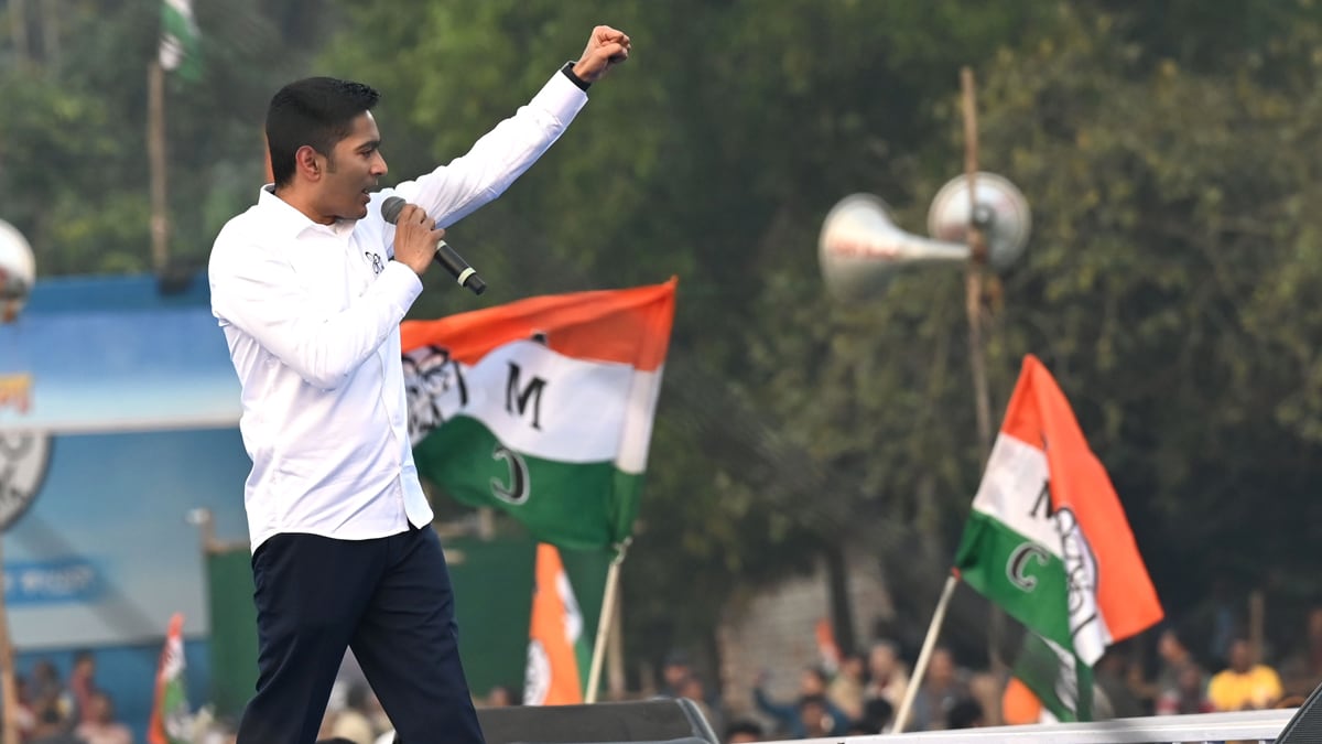 Trinamool Congress leader Abhishek Banerjee address in a rally at Baruipur in South 24 Pargana district | Salil Bera 