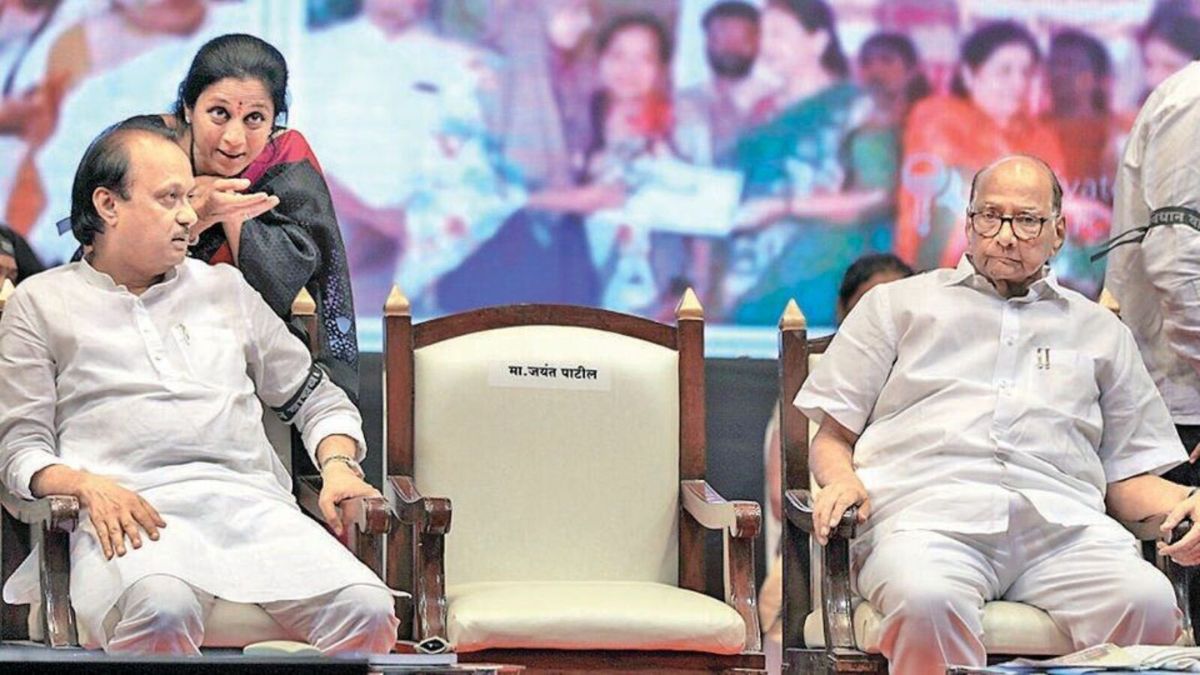 NCP leaders Ajit and Sharad Pawar. Supriya Sule MP is also seen | X 