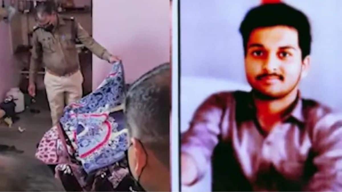 Screen Grab: Police investigating the accused's place in Indore | X