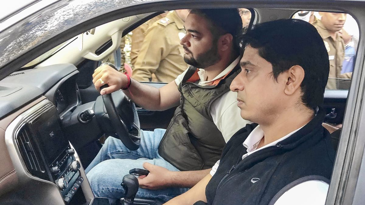 Indian Youth Congress (IYC) National President Uday Bhanu Chib arrives at Tilak Marg Police Station for questioning by Delhi Police in connection with protests at the India AI Impact Summit, in New Delhi | PTI