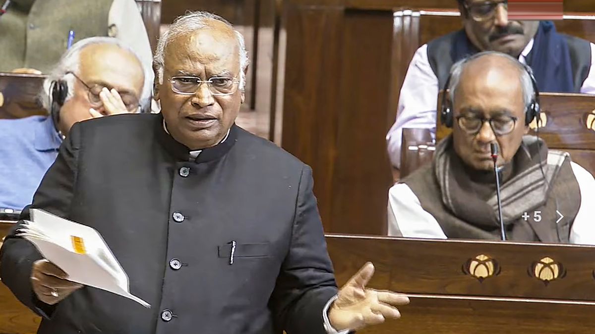 Congress President Mallikarjun Kharge | Sansad TV via PTI