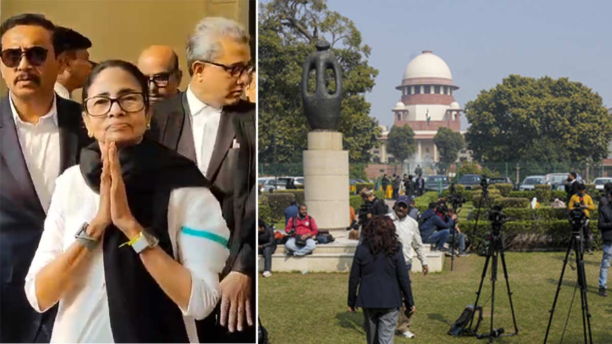 (L) West Bengal Chief Minister Mamata Banerjee; (R) Supreme Court of India