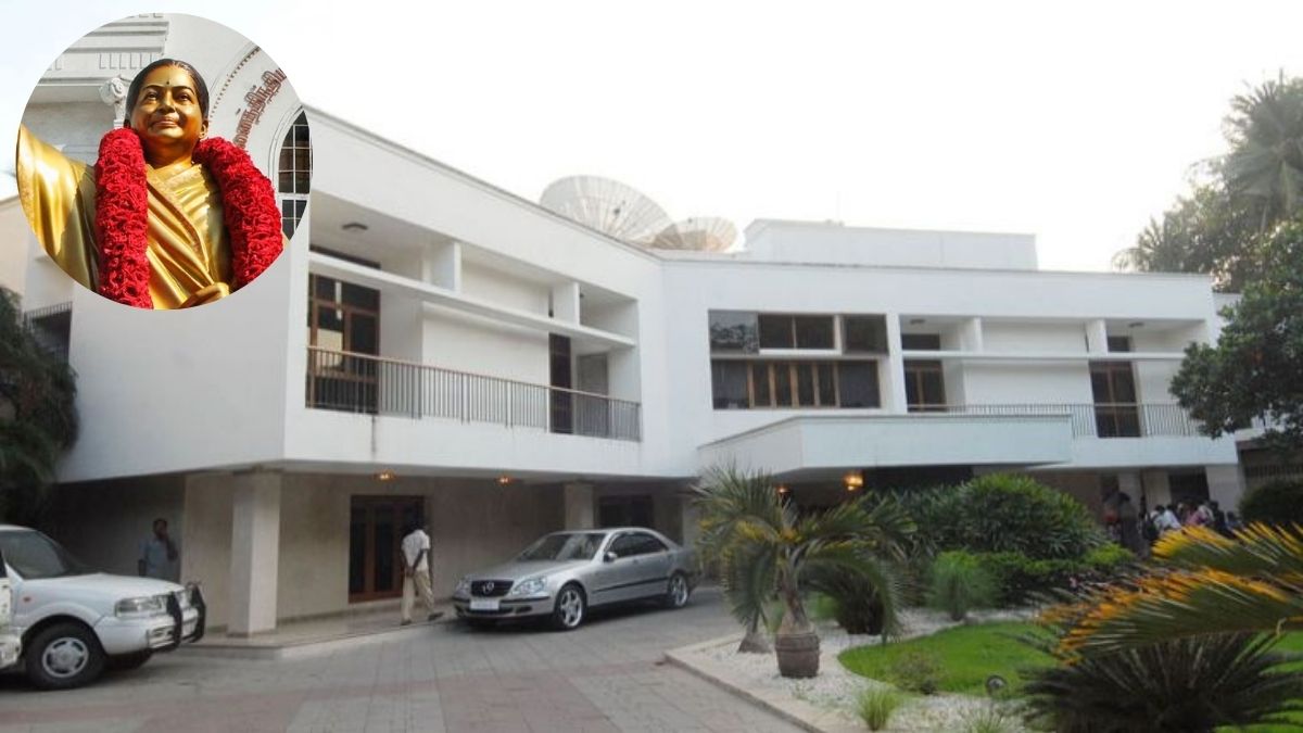 [File] Former Tamil Nadu CM J. Jayalalithaa's residence at 36, Poes Garden, also called Veda Nilayam; (inset) A statue of Jayalalithaa | J. Suresh, PTI