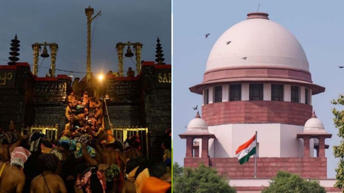 [File] Representative images of the Sabarimala temple (L) and the Supreme Court (R) | PTI