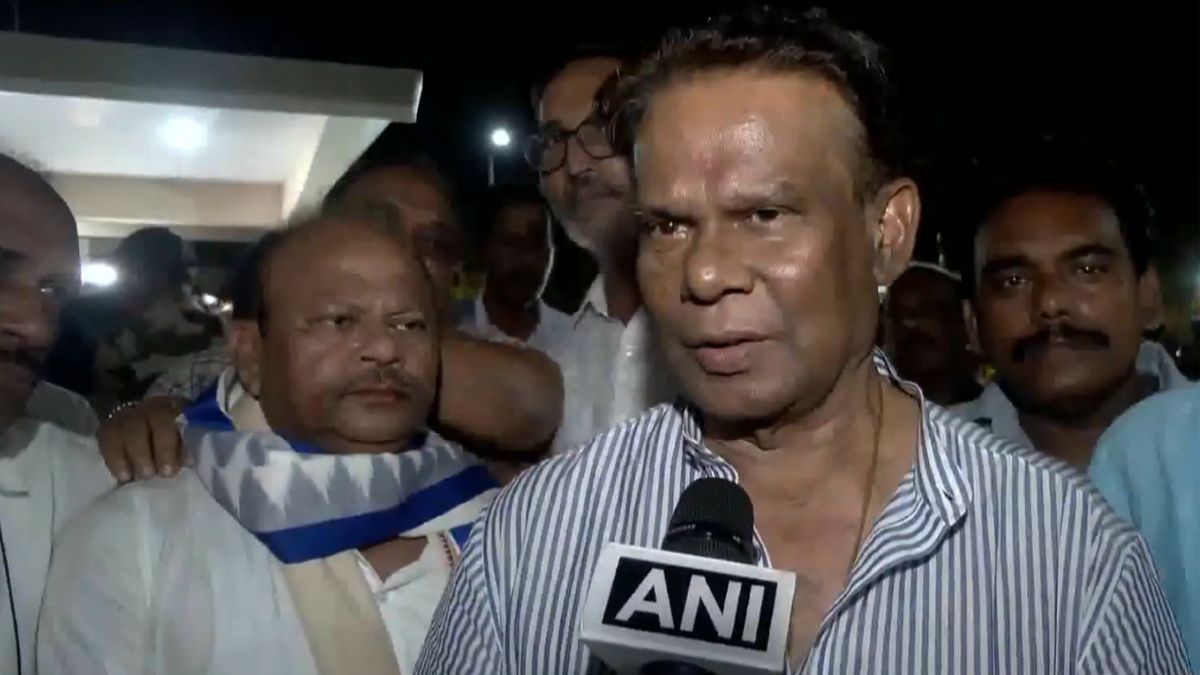 Dilip Ray (speaking into the mic), an Independent candidate who won the Rajya Sabha elections in Odisha | X/@ANI