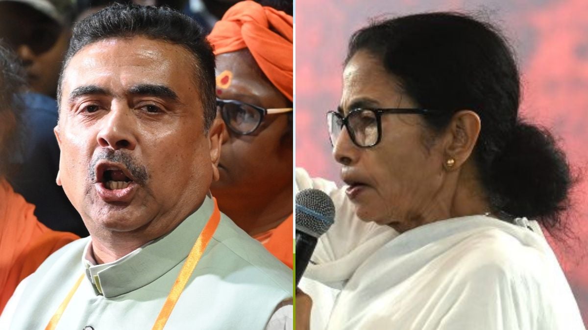 BJP Leader of the Opposition in West Bengal, Suvendu Adhikari (L) and West Bengal CM Mamata Banerjee (R) | Salil Bera, PTI