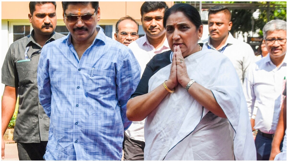 Maharashtra Deputy Chief Minister Sunetra Pawar arrives with others during the Budget session of the state Assembly | PTI