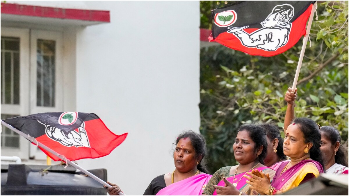 Supporters cheer during during an election roadshow of the AIADMK in Chennai | PTI