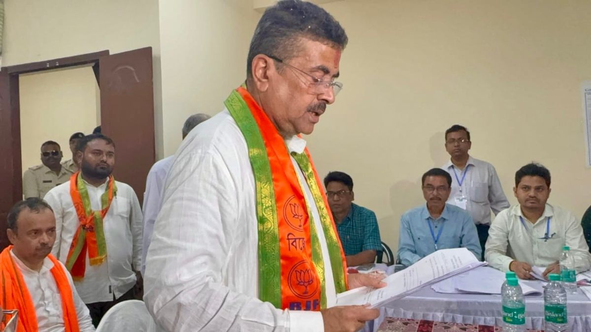 Leader of Opposition in West Bengal and veteran BJP leader Suvendu Adhikari files his nomination papers from the Nandigram constituency | Salil Bera