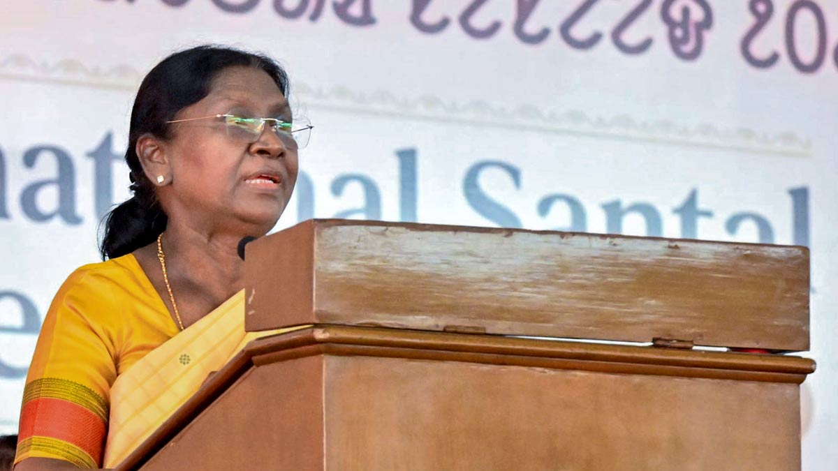 President Droupadi Murmu addresses the 9th International Santal Conference, in Darjeeling | PTI