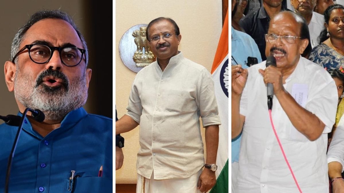 Nemom BJP candidate and state president Rajeev Chandrasekhar, former Union Minister and BJP leader V Muraleedharan and Congress-backed Independent candidate G Sudhakaran | X 