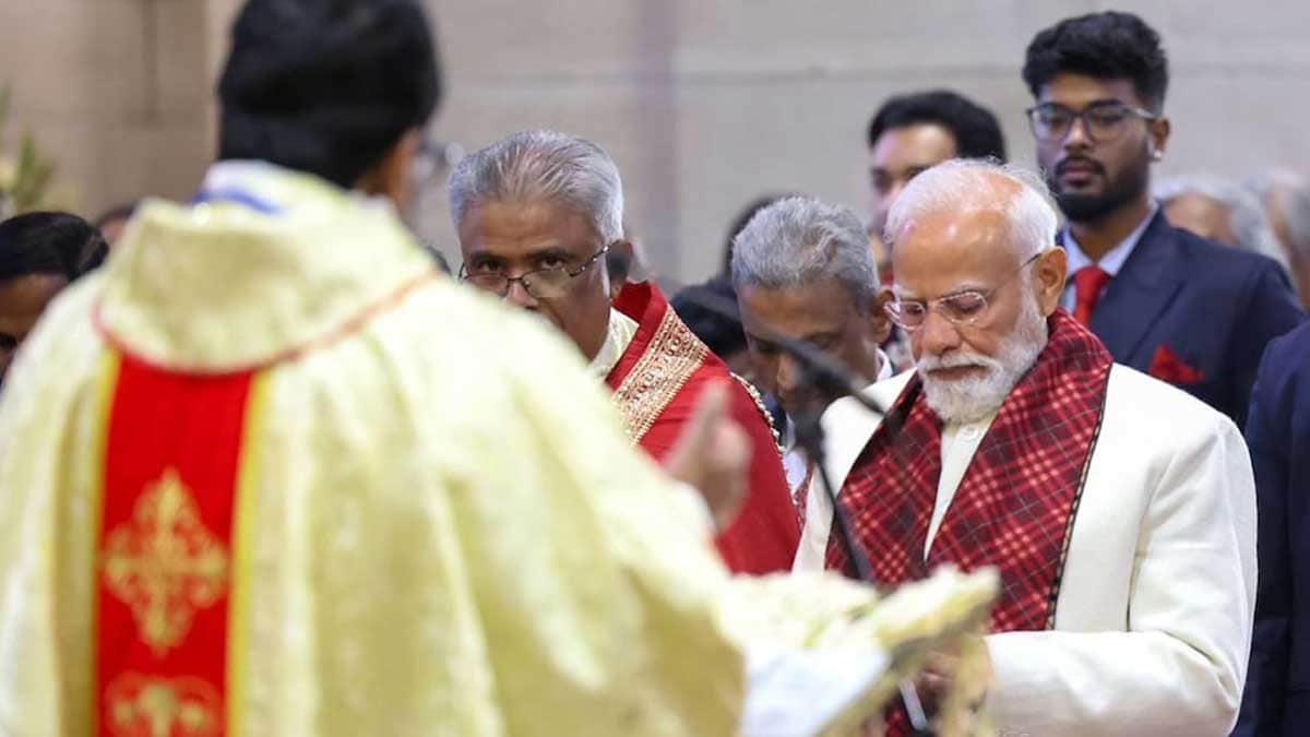 [File] Prime Minister Narendra Modi attending the Christmas prayers at the Cathedral Church of the Redemption in Delhi | X
