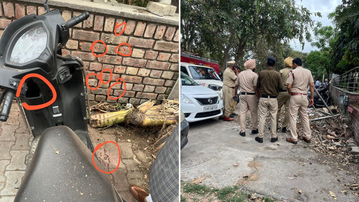 Visuals from the scene of the blast outside the Punjab BJP office in Chandigarh | X