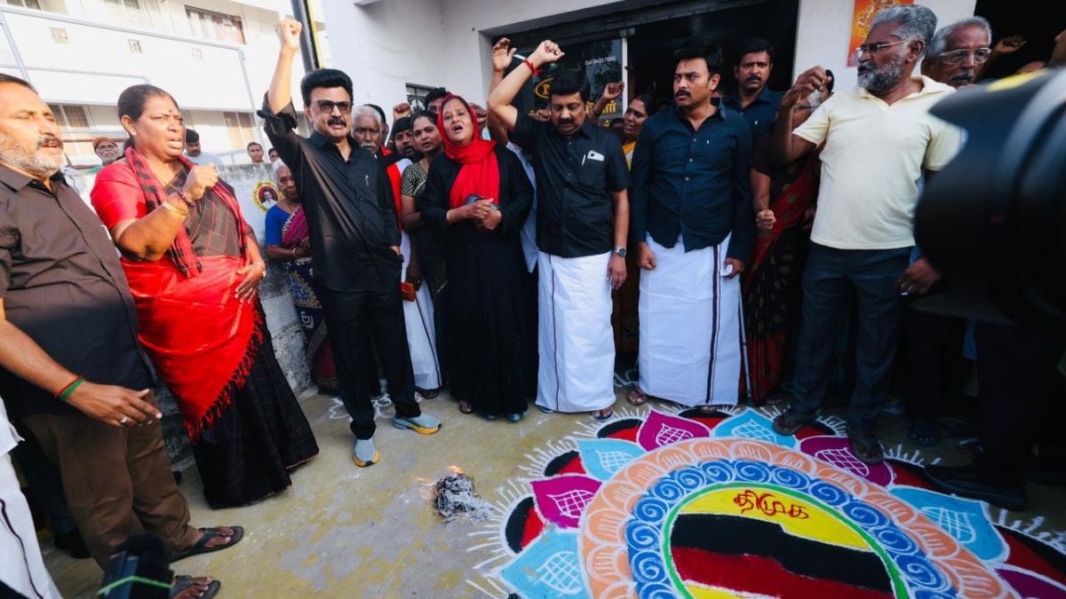 Tamil Nadu Chief Minister M.K. Stalin staging a protest against the delimitation bill at Namakkal | PTI