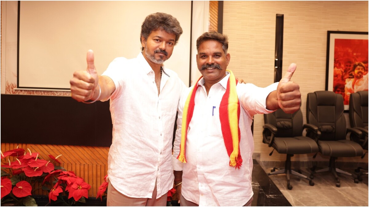 K Premkumar with TVK leader Vijay | X