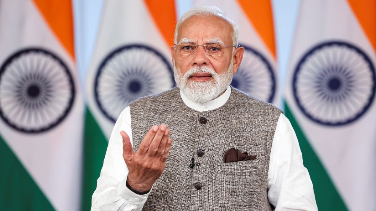 [File] PM Narendra Modi addresses the nation on April 18, a day after the failure of the women's quota bill in the Lok Sabha | PTI
