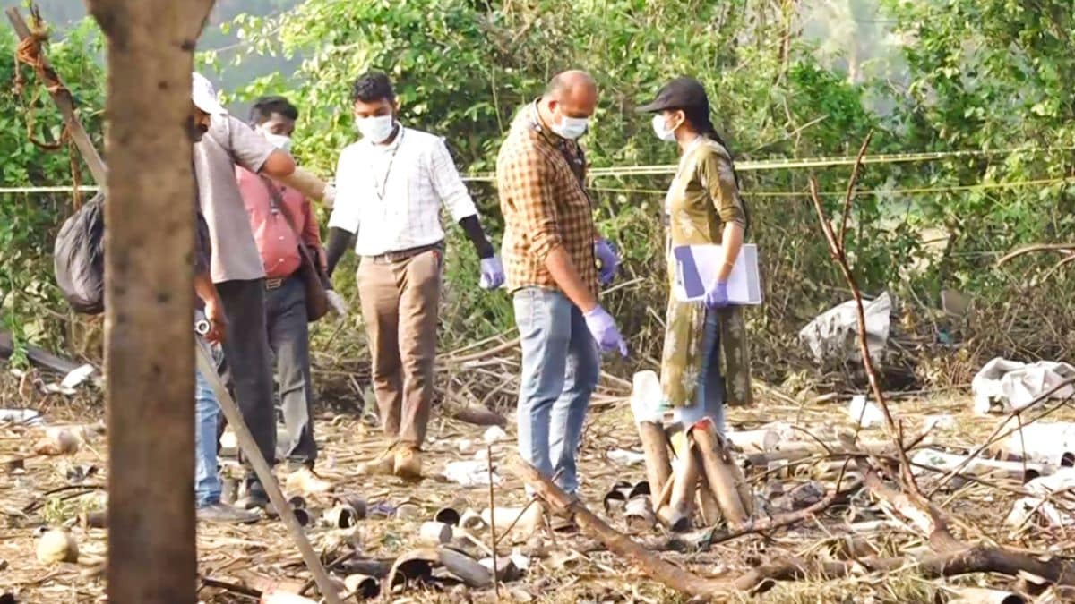 Forensic officials conduct a search operation after a blast at a fireworks manufacturing unit in central Kerala's Thrissur district | PTI 