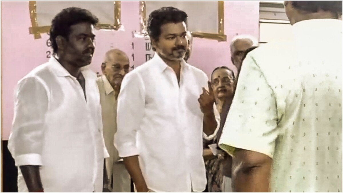 Tamilaga Vettri Kazhagam (TVK) chief Vijay after casting his vote | PTI