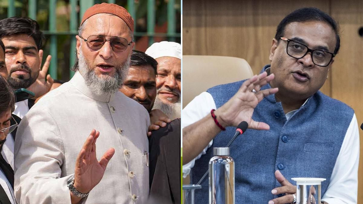 All-India AIMIM chief and Hyderabad MP Asaduddin Owaisi (L) and Assam CM Himanta Biswa Sarma (R) | PTI