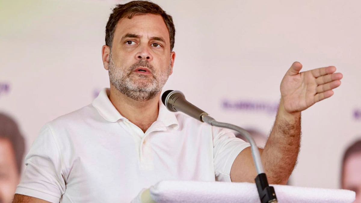 Leader of Opposition in Lok Sabha and Congress leader Rahul Gandhi addresses a public meeting ahead of Kerala Assembly elections, in Alappuzha, Kerala | PTI