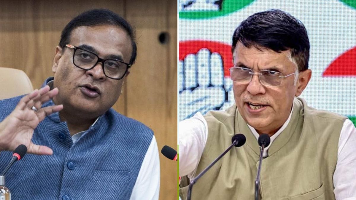 Assam CM Himanta Biswa Sarma (L) and Congress media chief Pawan Khera (R) | PTI