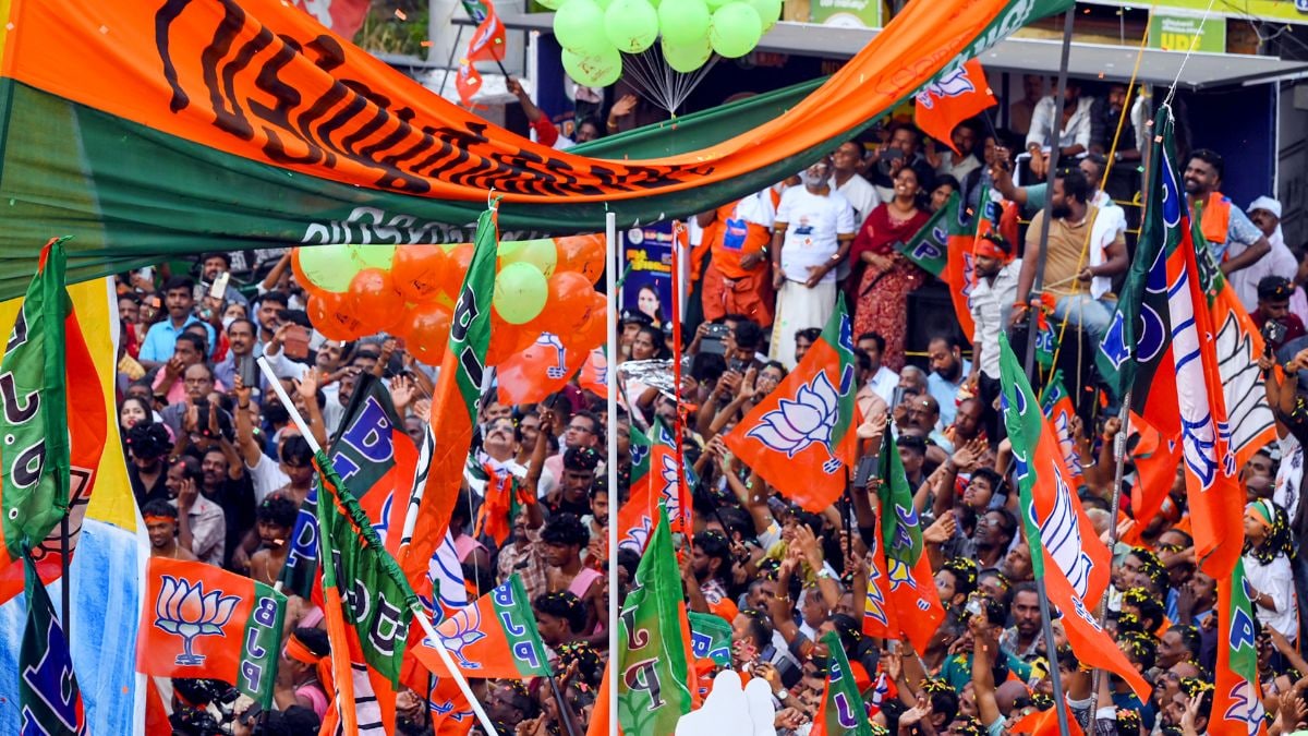 BJP supporters gather on the final day of open campaigning for the Kerala Assembly elections in Kerala | PTI 