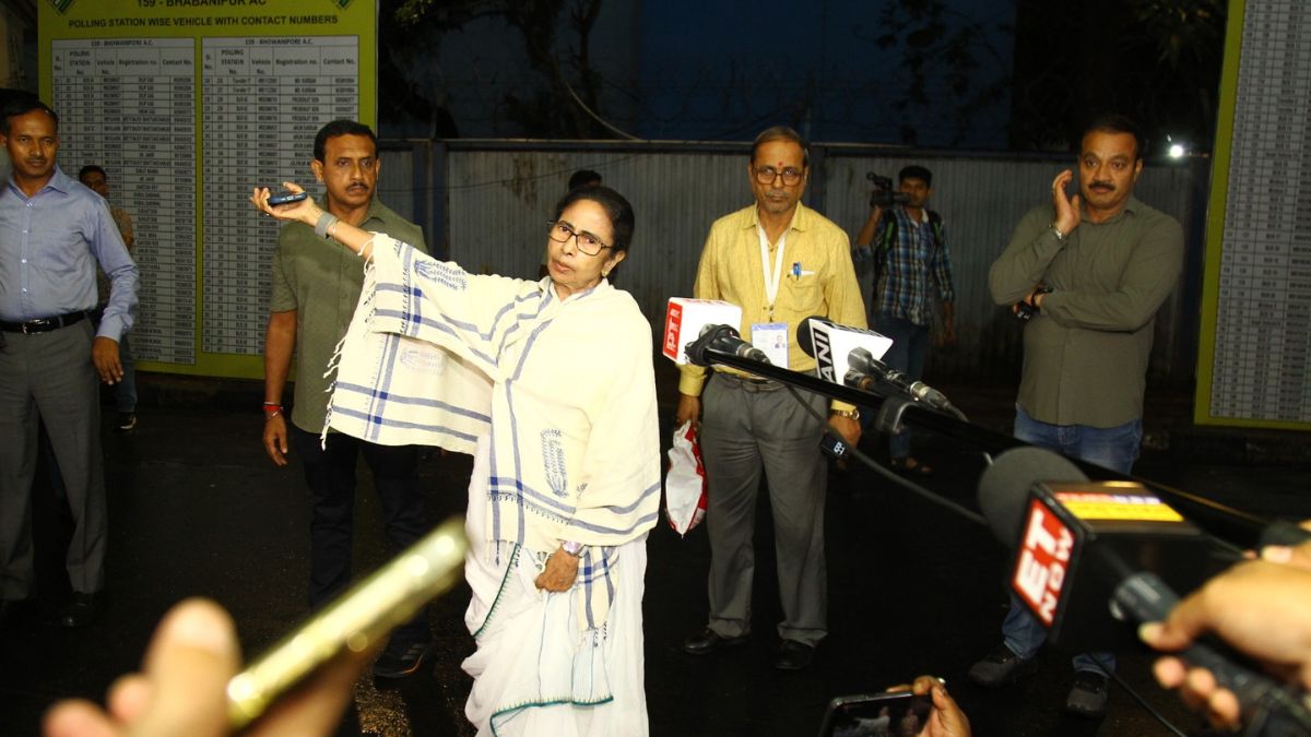 West Bengal CM and TMC candidate for Bhabanipur constituency, Mamata Banerjee speaks to the media during her visit to a counting centre within her constituency ahead of the result declaration of state Assembly elections, in Kolkata | PTI