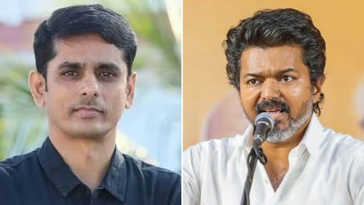 TVK strategist John Arokiasamy (L); Tamil Nadu CM and TVK chief C. Joseph Vijay (R) | PTI, X