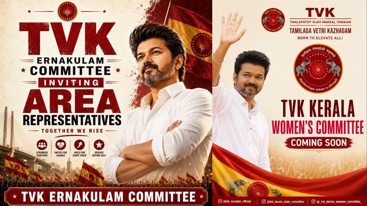 Posters put out by the ‘TVK District Committee’ pages on social media | Instagram/@tvk_ernakulam_district