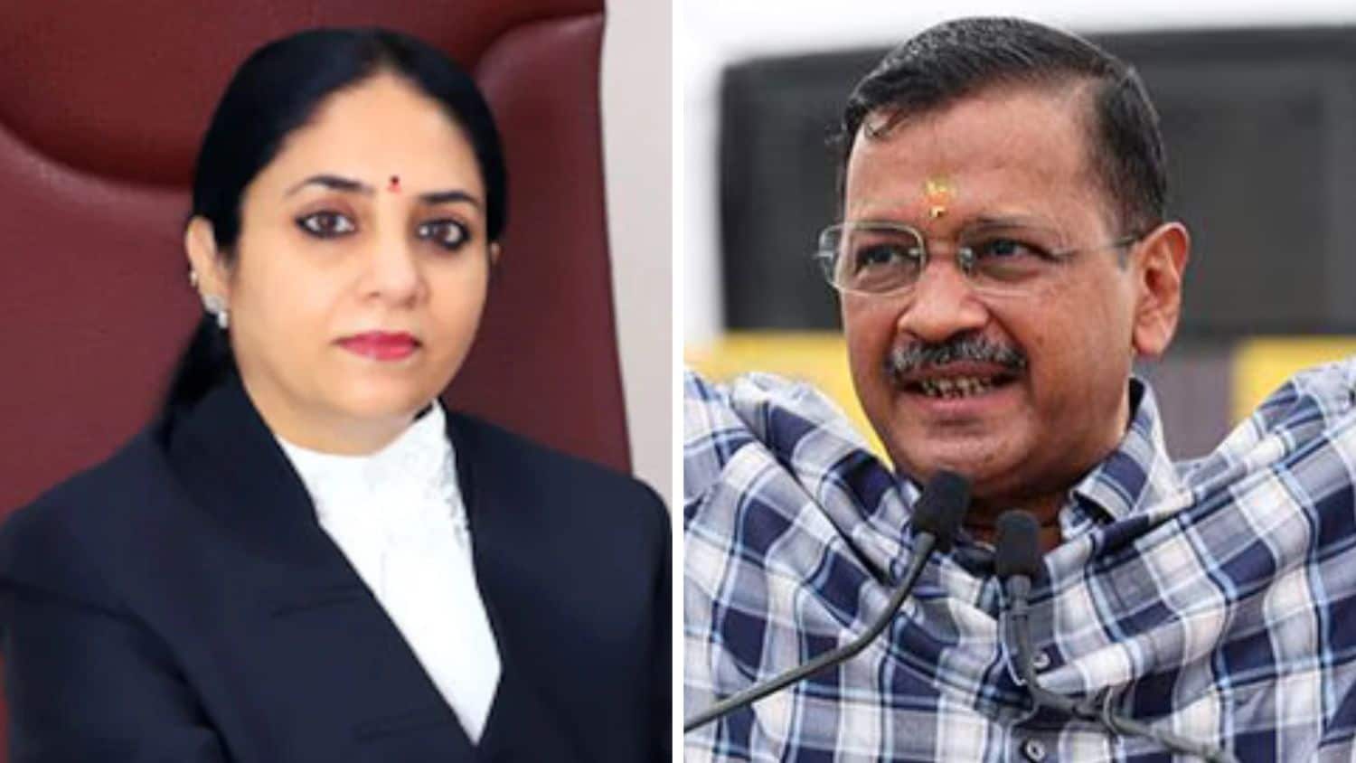 Justice Swarana Kanta Sharma and Arvind Kejriwal