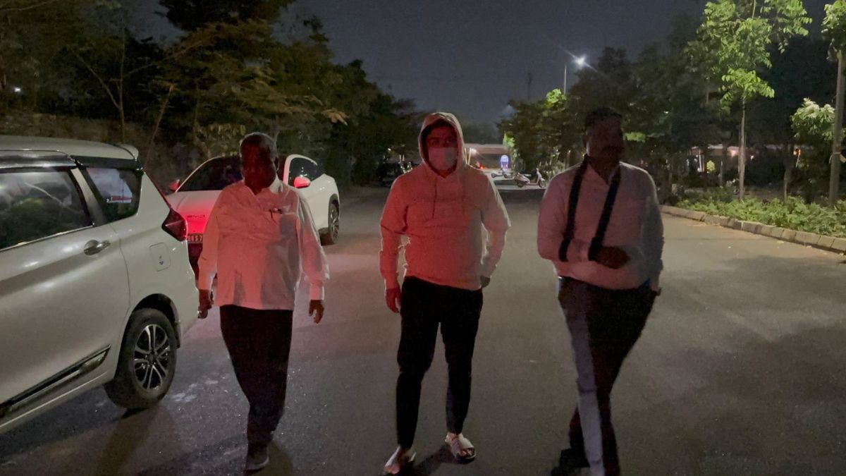 Bandi Bhageerath (centre), the son of Union Minister of State for Home Affairs, Bandi Sanjay, and the accused in a POCSO case, at the time of his arrest on May 16, 2026 | THE WEEK