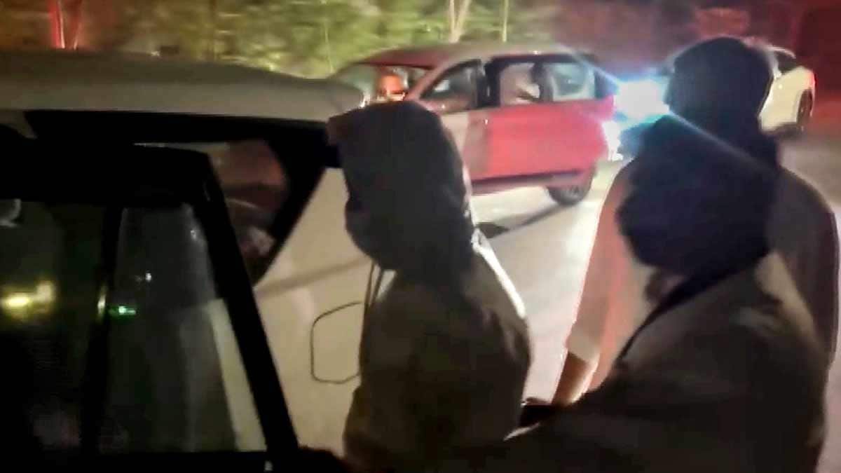 nion Minister Bandi Sanjay Kumar's son Bandi Bageerath appears before the police in connection with a POCSO case registered against him, in Hyderabad | PTI