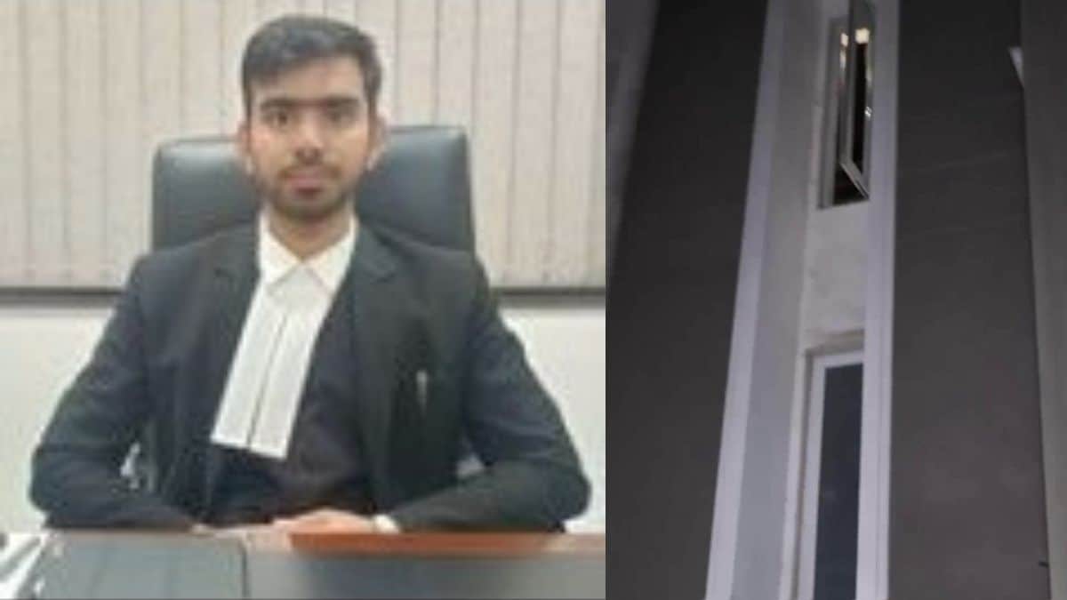 The deceased judge, identified as Aman Kumar Sharma (L); The window of the bathroom in which he was allegedly found hanging (R) | North East District Court Delhi, ANI