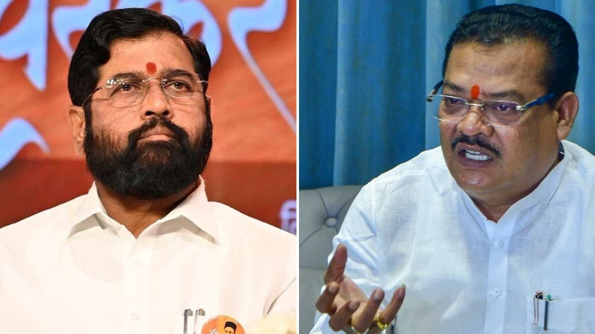 Maharashtra Deputy CM Eknath Shinde (L) and senior Shiv Sena leader Sanjay Shirsat (R) | PTI, X