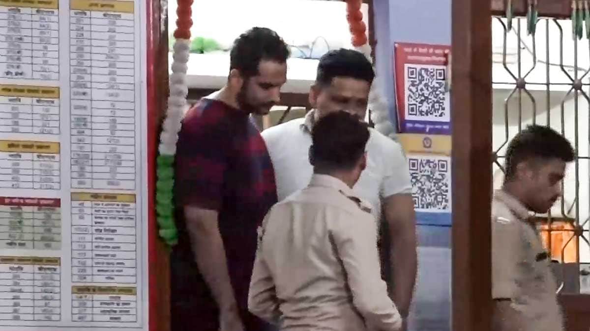 Samarth Singh, husband of model-turned-actor Twisha Sharma and an accused in her death case, leaves after interrogation, in Bhopal | PTI