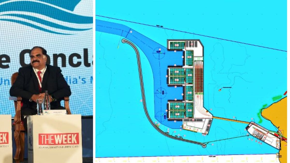 Girish Thomas, Chief Manager (Traffic), Jawaharlal Nehru Port Authority at THE WEEK Maritime Summit held in Kochi. (Right) The blueprint of the Vadhavan Mega Port | X 