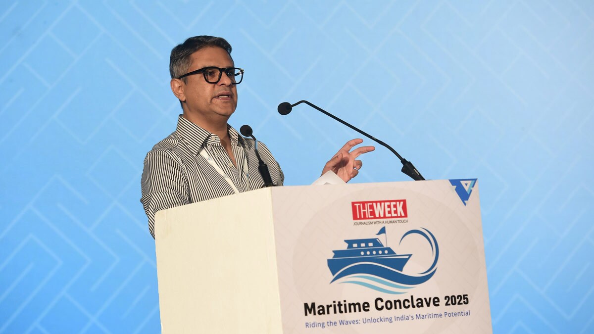 Riyad Mathew, Chief Associate Editor and Director, THE WEEK, speaks at THE WEEK Maritime Conclave 2025 at Crowne Plaza in Kochi | Sanjoy Ghosh