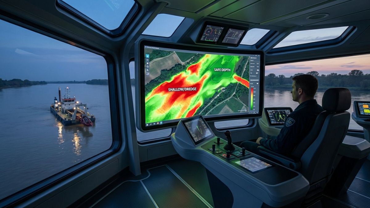 A representative image of dredgers using modern tech to carry out precise operations