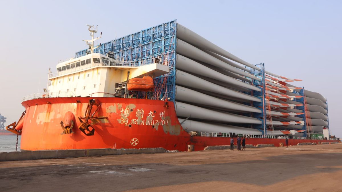 A vessel carrying windmill cargo docked at the V.O. Chidambaranar Port in Tuticorin | VOCPA