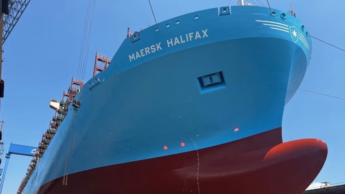 Representative image of a methanol dual-fuel-ready vessel, the 'Maersk Halifax' | Maersk