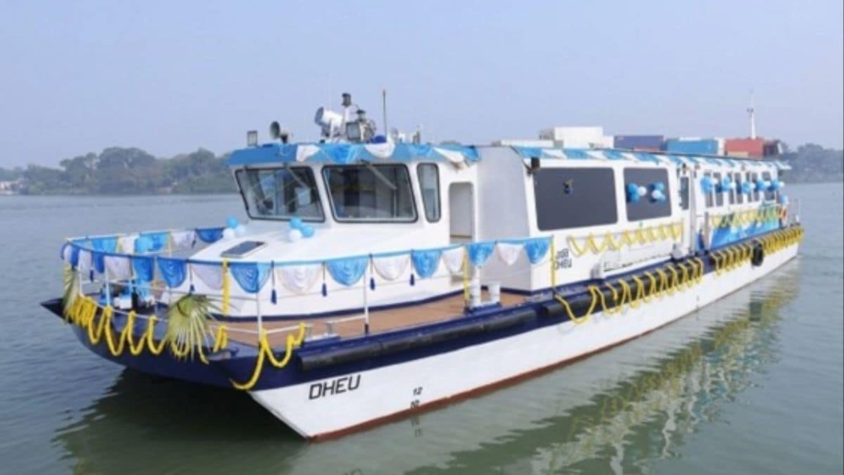 DHEU, the prototype 150-passenger fully electric ferry jointly developed by Garden Reach Shipbuilders & Engineers Ltd and IIT Kharagpur | GRSE