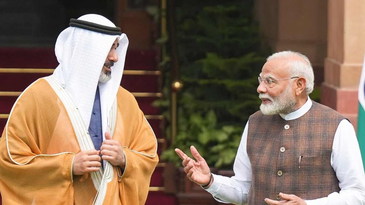 Prime Minister Narendra Modi with Abu Dhabi Crown Prince Sheikh Khaled bin Mohamed bin Zayed Al Nahyan | PTI
